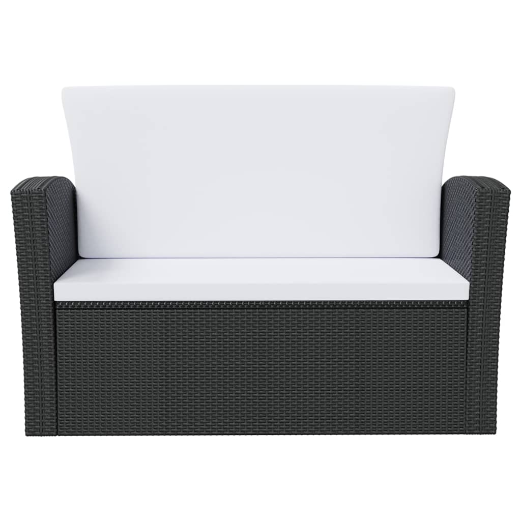 8-tlg. Garten-Lounge-Set mit Auflagen Poly Rattan Schwarz